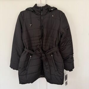 Oh Baby by Motherhood Maternity Black Puffer Winter‎ Coat Jacket Hood Medium NWT